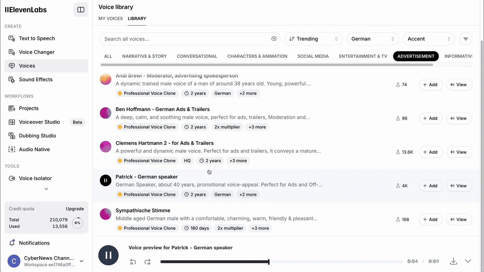 Cloning voices with ElevenLabs